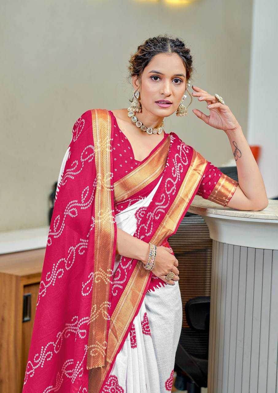 Bandhani Printed Cotton Sarees - MYLUXURY LANE ENTERPRISE